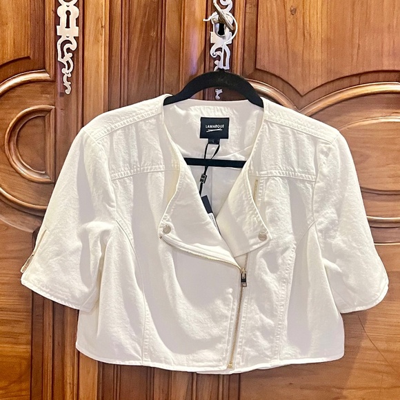 Lamarque White Cropped Jacket - Picture 3 of 7